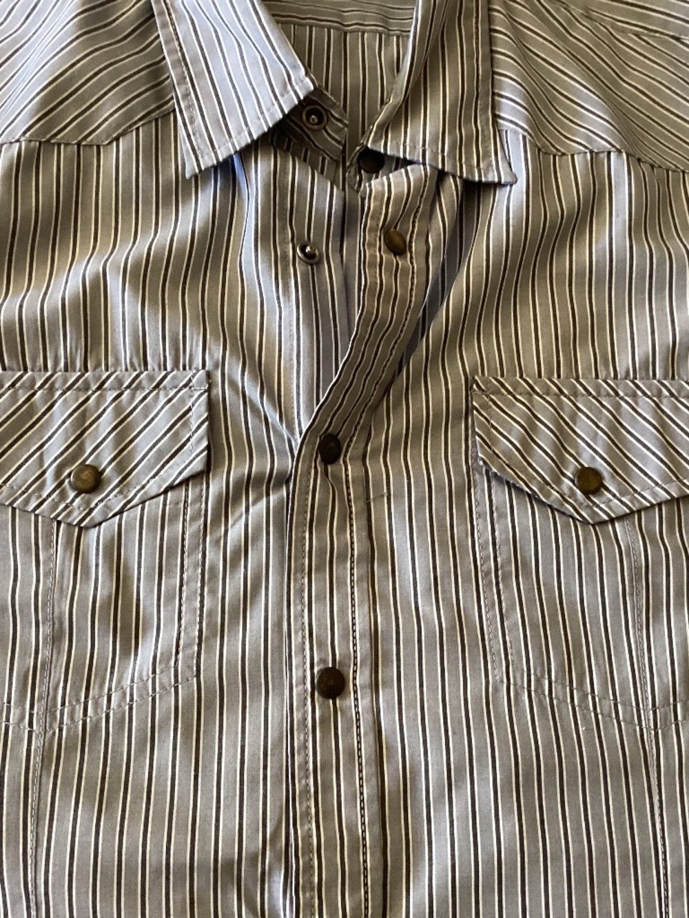 Mens Arturo Calle Sport Men’s Western Gray, White,Black Striped Shirt Size L